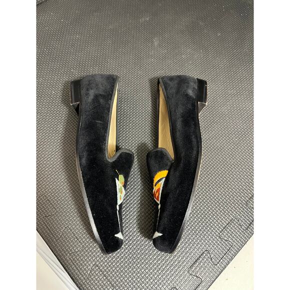 Stubbs & Wootton Martini‎ Black Velvet Slipper Women's 7 AA Narrow Like New - Picture 5 of 8